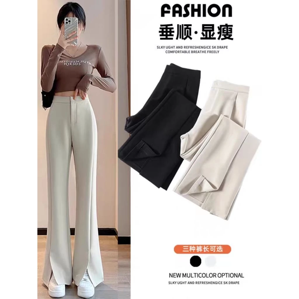 Celana Panjang Wanita Cutbray Belah Depan – High Waist Flare Pants Korean Style - Gambar 4
