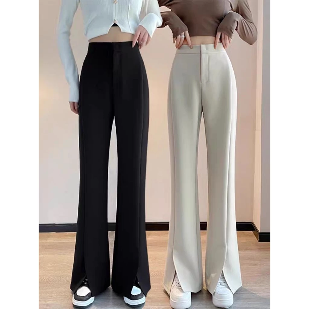Celana Panjang Wanita Cutbray Belah Depan – High Waist Flare Pants Korean Style